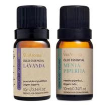 Kit 2 Óleos Essenciais Lavanda E Hortela Pimenta Via Aroma Puros 10 Ml