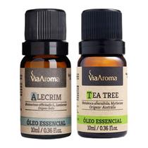 Kit 2 Oleos Essenciais Via Aroma Aromaterapia - Alecrim e Tea Tree