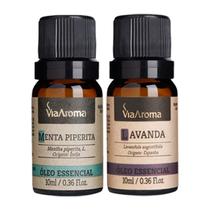 Kit 2 Oleos Essenciais Via Aroma Aromaterapia - Menta Piperita e Lavanda