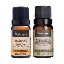 Kit 2 Oleos Essenciais Via Aroma Aromaterapia - Olibano e Citronela