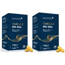 Kit 2 Ômega 3 EPA DHA Vitamina E120 Capsulas PuraVida