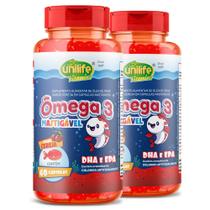 Kit 2 Ômega 3 Kids Mastigável Unilife Cereja 60 cápsulas Kit 2 Ômega 3 Kids Mastigável Unilife Cereja 60 cápsulas