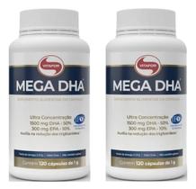 kit 2 Omega 3 MEGA DHA 1500mg Vitafor Suplemento 240 Caps