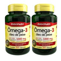 Kit 2 Ômega 3 Óleo de Peixe 300 Cápsulas 1000mg Maxinutri