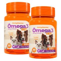 Kit 2 Omega 3 Vet 500mg Suplemento Cães Gatos 30 Cápsulas Kit 2 Omega 3 Vet 500mg Suplemento Cães Gatos 30 Cápsulas