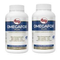 Kit 2 Omegafor Plus 1000mg Ômega 3 Rico DHA EPA 240 Caps Vitafor Kit 2 Omegafor Plus 1000mg Ômega 3 Rico DHA EPA 240 Caps Vitafor