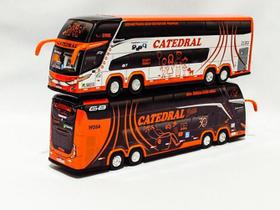Kit 2 Ônibus Catedral G7 e G8 DD 4 Eixos 30cm - Branco/Preto - 1800 G7 G8 Dd Rodoviário