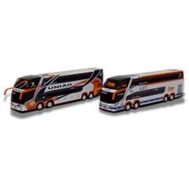 Kit 2 Ônibus Da Viação União Leito + Pintura Antiga 30Cm - Rodoviário G7 Dd 2 Andares Ertl