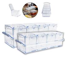 Kit 2 Organizador Acrílico 4 Potes Porta Temperos Gin Condimentos Kit 2 Organizador Acrílico 4 Potes Porta Temperos Gin Condimentos