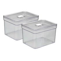 Kit 2 Organizador Acrilico Multiuso 3,8 L Tampa Transparente Kit 2 Organizador Acrilico Multiuso 3,8 L Tampa Transparente