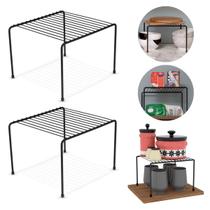 Kit 2 Organizador de Armário 22cm Aramado Cor Preto ou Branco Prateleira Suporte Aço Pratos Gaveta