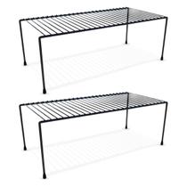 Kit 2 Organizador de Armário 42cm Aramado Cor Preto ou Branco Prateleira Suporte Aço Sapateira