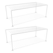 Kit 2 Organizador de Armário 42cm Aramado Cor Preto ou Branco Prateleira Suporte Aço Sapateira
