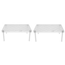 Kit 2 Organizador de Armário Prateleira Retangular Plástica Natural Kit 2 Organizador de Armário Prateleira Retangular Plástica Natural