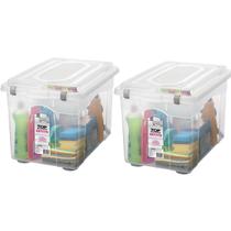 Kit 2 Organizador de Escritório 56,1L Transparente C/ Tampa