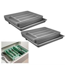 Kit 2 Organizador De Gaveta Divisor Porta Talheres Extensível Cozinha Logic - Ou Kit 2 Organizador De Gaveta Divisor Porta Talheres Extensível Cozinha Logic - Ou