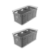 Kit 2 Organizador De Geladeira Cesto C/Divisórias Clearfresh Kit 2 Organizador De Geladeira Cesto C/Divisórias Clearfresh