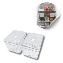 Kit 2 organizador de geladeira com tela 3l