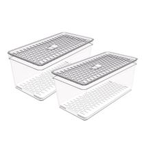 Kit 2 Organizador De Geladeira Grande Com Grade