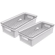 Kit 2 Organizador De Geladeira Médio Com Cesto