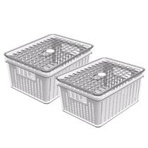 Kit 2 Organizador De Geladeira Pequeno Com Cesto