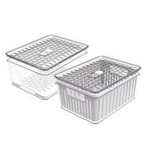 Kit 2 Organizador De Geladeira Pequeno Com Cesto E Grade