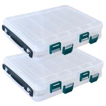 kit 2 Organizador de Iscas Artificiais Estojo Maleta Caixa Para Iscas Artificial até 14cm Transparente Double 2 Lados