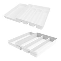 Kit 2 Organizador de Talheres Utensílios Para Gaveta com Extensor Plástico Cozinha Branco - Crippa Kit 2 Organizador de Talheres Utensílios Para Gaveta com Extensor Plástico Cozinha Branco - Crippa