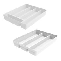Kit 2 Organizador de Talheres Utensílios Para Gaveta Plástico Cozinha Branco - Crippa Kit 2 Organizador de Talheres Utensílios Para Gaveta Plástico Cozinha Branco - Crippa