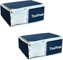 Kit 2 Organizador de Toalhas Azul Marinho 901 Nylon VB HOME