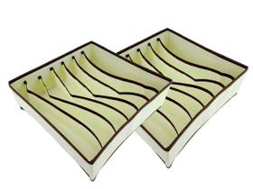 Kit 2 Organizador Gaveta TNT Porta Sutiã Bojo Lingerie Bege 7 Peças