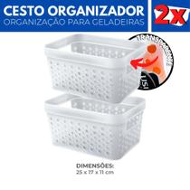 Kit 2 Organizador Geladeira Cesto Transparente Cozinha 4 L
