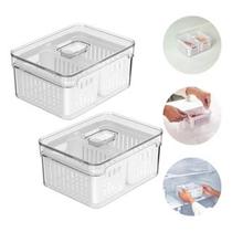 Kit 2 Organizador Geladeira Com 2 Cestos 2,2l Clear Fresh Ou