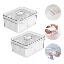 Kit 2 Organizador Geladeira Com 2 Cestos 2,2L Clear Fresh Ou Kit 2 Organizador Geladeira Com 2 Cestos 2,2L Clear Fresh Ou
