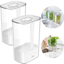 Kit 2 Organizador Geladeira Para Temperos C/ Cesto Clear Fresh 2,3 Litros