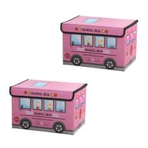 kit 2 organizador infantil onibus dobravel para menino e menina multiuso para brinquedos roupas