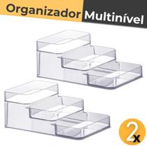 Kit 2 Organizador Multinível Degrais de Acrílico Diamond Porta Tempero / Porta Esmalte