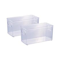 Kit 2 Organizador Multiuso 10x20cm transparente para Geladeira Armário cozinha banheiro despensa alça plasutil etc