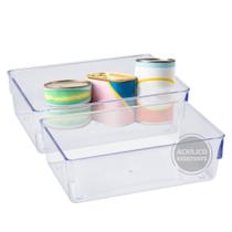 Kit 2 Organizador Multiuso Cristal Geladeira Verduras Alimentos