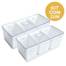Kit 2 organizador plastutti elegance alto ret. com 03 cestas 6,8l - 2un