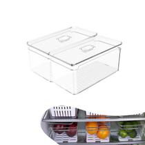 Kit 2 Organizador Porta Mantimento Ovo 2,8L Tampa Geladeira Fruta Verdura Clear Fresh - Ou