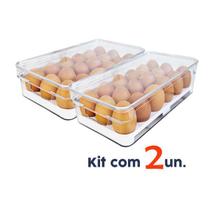 Kit 2 Organizador Porta Ovos Com Tampa Geladeira Clear Fresh - Ou