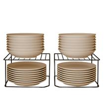 Kit 2 Organizador Pratos Armário Cozinha Suporte 2 Níveis