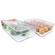 Kit 2 Organizadores 2,8 Litros Com Tampa Mantimento Ovo Geladeira Clear Fresh - Ou
