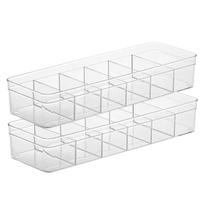 Kit 2 Organizadores Acrílico 6 Divisórias Retangular Porta Treco