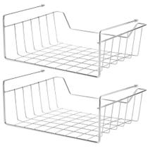 Kit 2 Organizadores Aramado Para Prateleira 34cm Cesto Multiuso Encaixe Para Armário