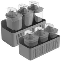 Kit 2 Organizadores Armário 3 Dispenser 1L 3 Dispenser 1,5L Parede Pote Produtos de Limpeza Lavanderia Cozinha