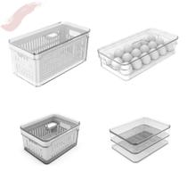 Kit 2 Organizadores C/ Cesto de 5l e 2,2l + Organizador de Ovos 18un + Porta Frios Duplo Linha Clear Fresh