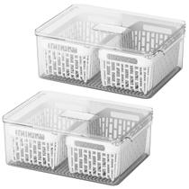 Kit 2 Organizadores Caixas de Geladeira 6,7L Coza Dry Frutas 4 Cestos Escorredores Kit 2 Organizadores Caixas de Geladeira 6,7L Coza Dry Frutas 4 Cestos Escorredores