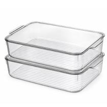 Kit 2 Organizadores Com Tampa Para Geladeira Armario Organizar Casa Decoração Cozinha Pote Estilo Hermético